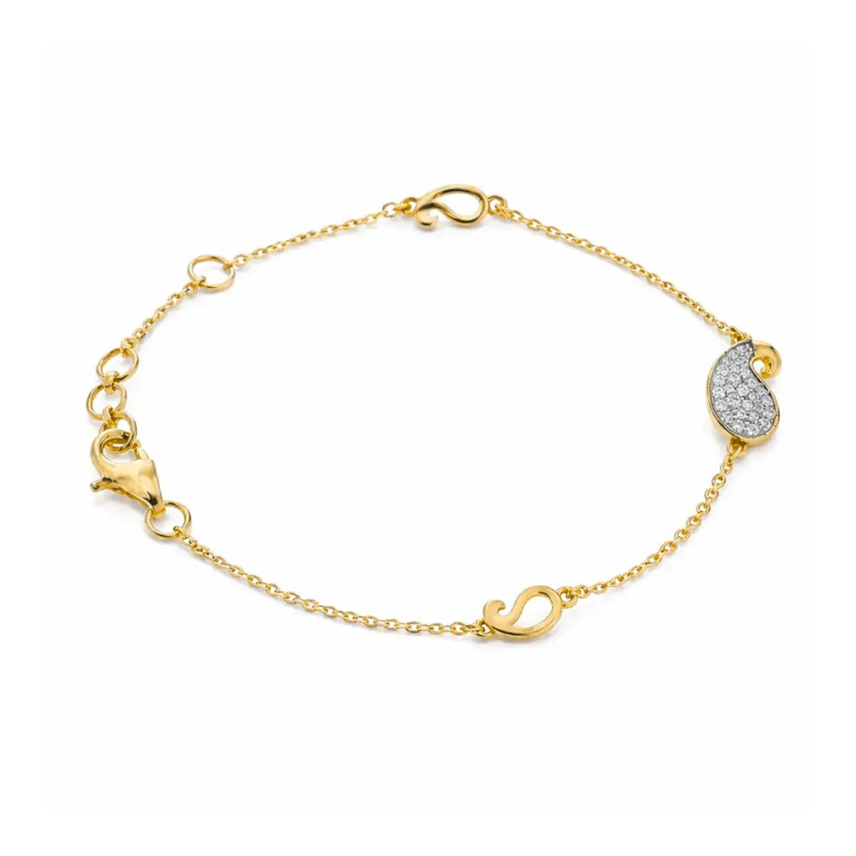 0.12 CT NATURAL DIAMOND CHAIN BRACELET 18K GOLD