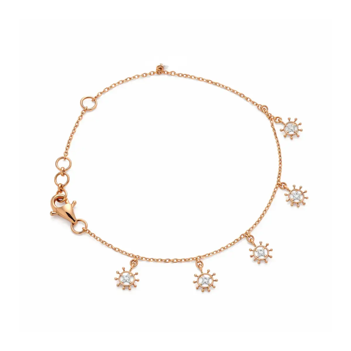 0.12 CT NATURAL DIAMOND CHAIN BRACELET 18K GOLD