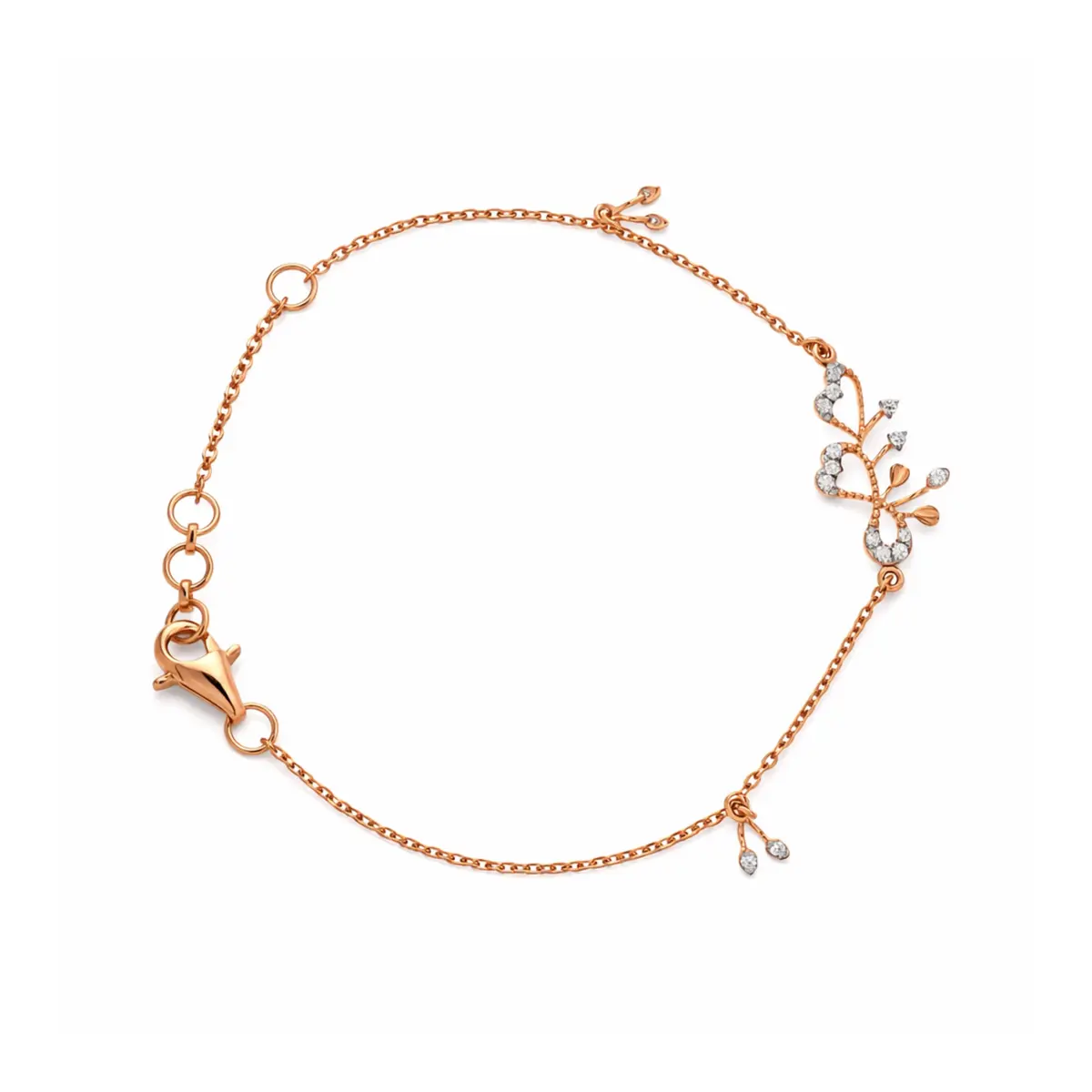 0.12 CT NATURAL DIAMOND CHAIN BRACELET 18K GOLD