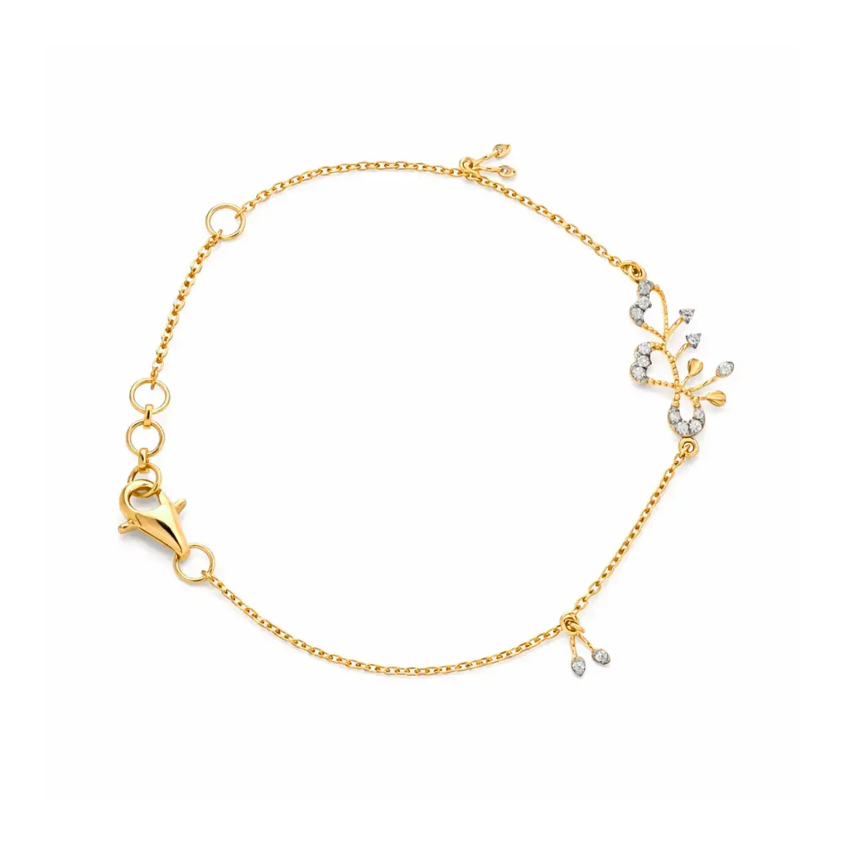 0.12 CT NATURAL DIAMOND CHAIN BRACELET 18K GOLD