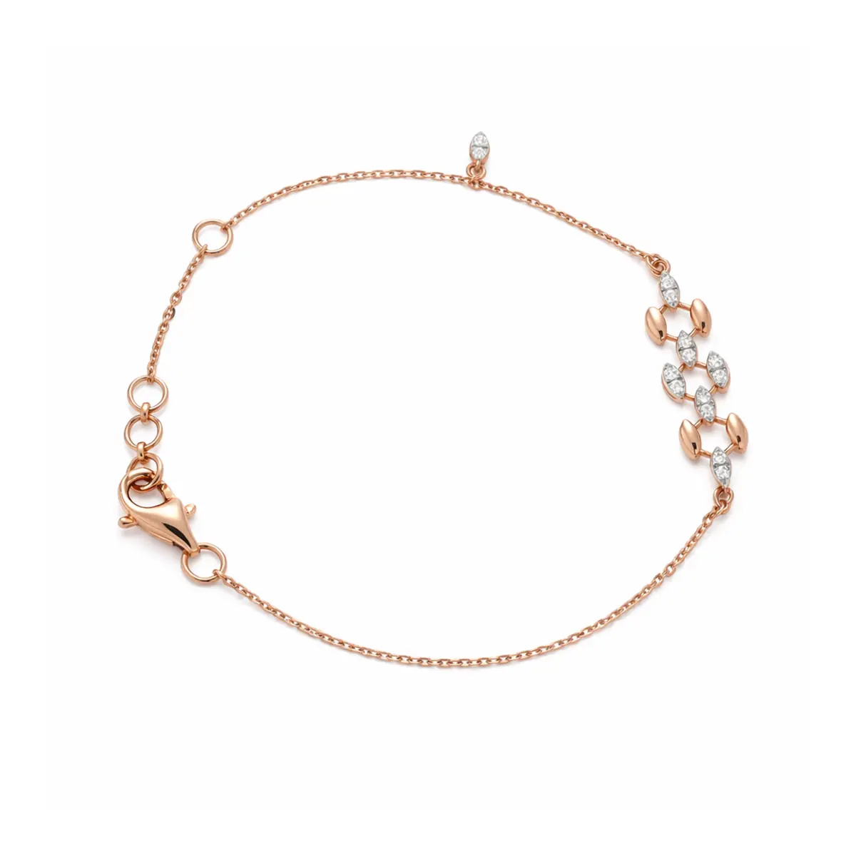 0.13 CT NATURAL DIAMOND CHAIN BRACELET 18K GOLD