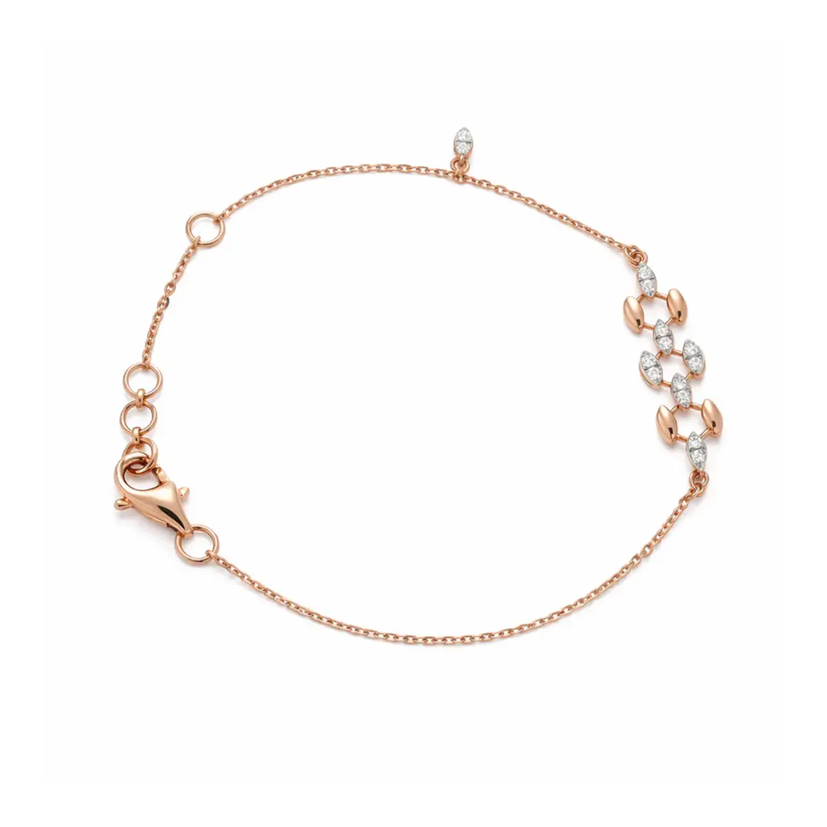 0.13 CT NATURAL DIAMOND CHAIN BRACELET 18K GOLD