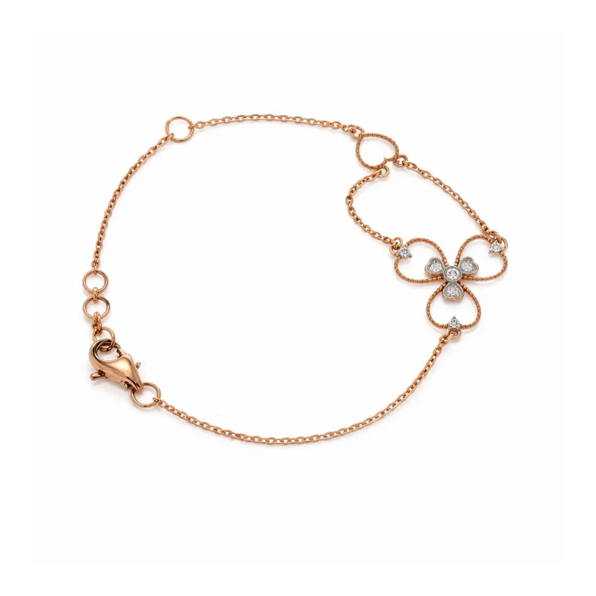 0.09 CT NATURAL DIAMOND CHAIN BRACELET 18K GOLD