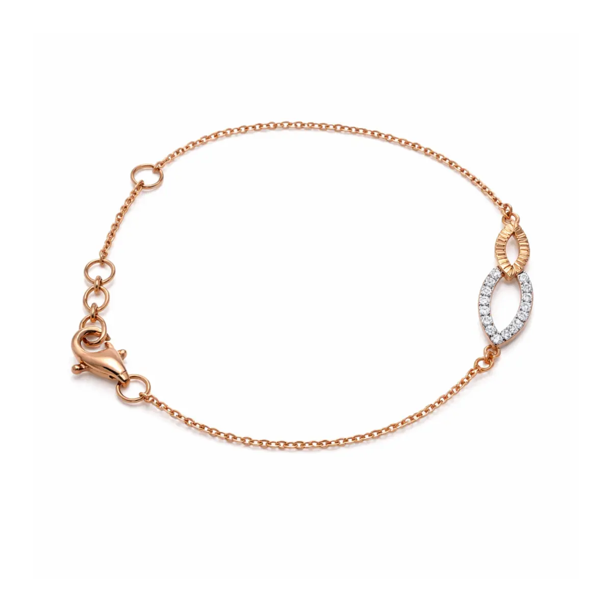 0.11 CT NATURAL DIAMOND CHAIN BRACELET 18K GOLD