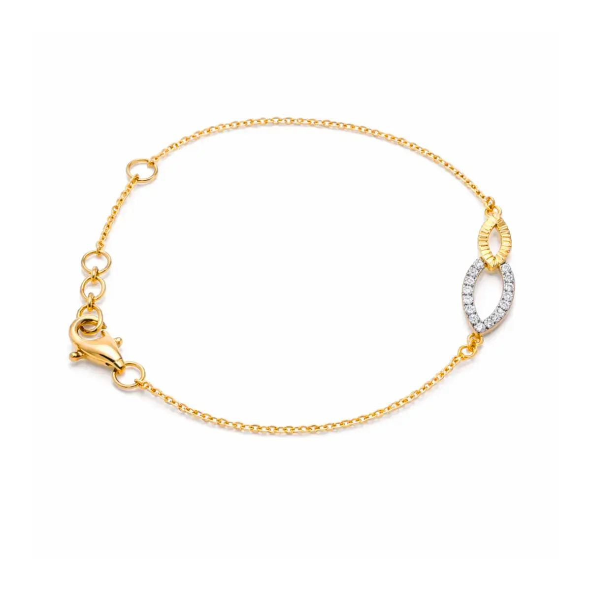 0.11 CT NATURAL DIAMOND CHAIN BRACELET 18K GOLD