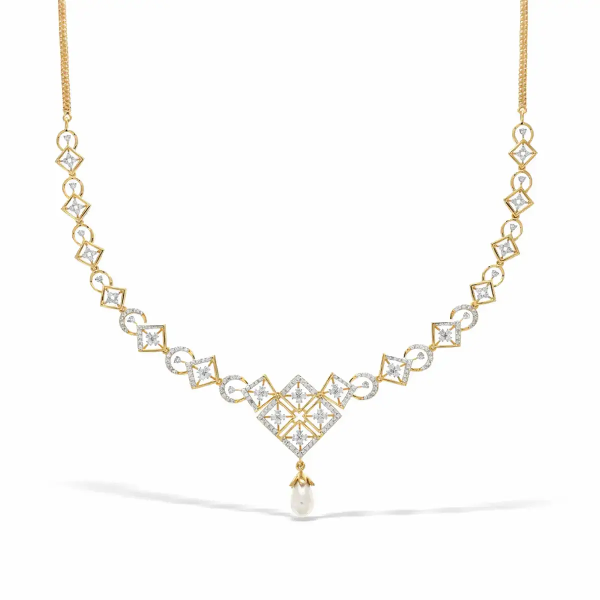 1.45 CT NATURAL DIAMOND NECKLACE 18K GOLD