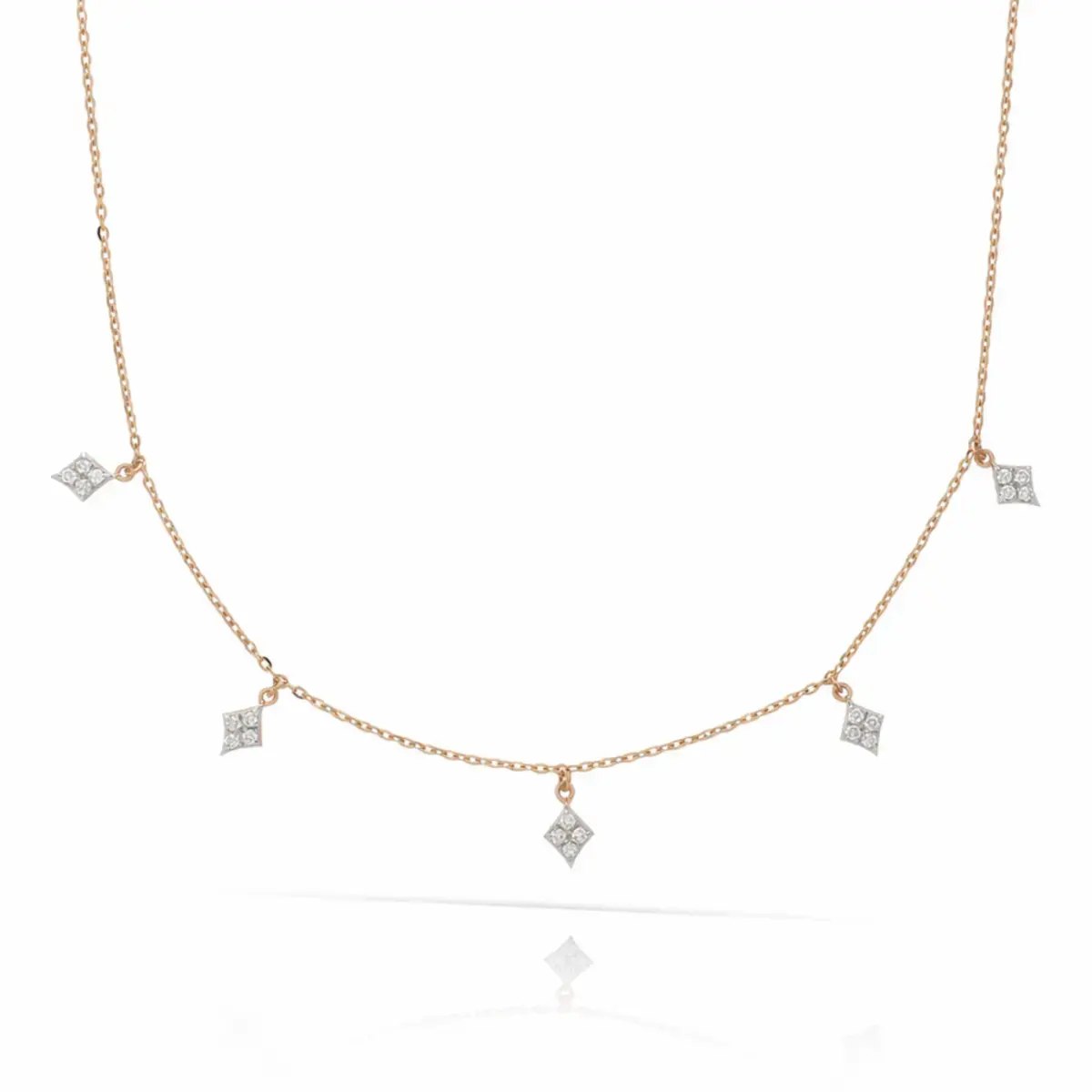 0.29 CT NATURAL DIAMOND CHARM NECKLACE 18K GOLD